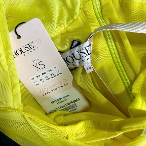 House of CB Valentina Ruched Long Sleeve Dress in Yellow sz XS‎ - Picture 5 of 5